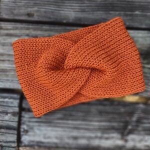 New knotted knit headband ear warmer pumpkin